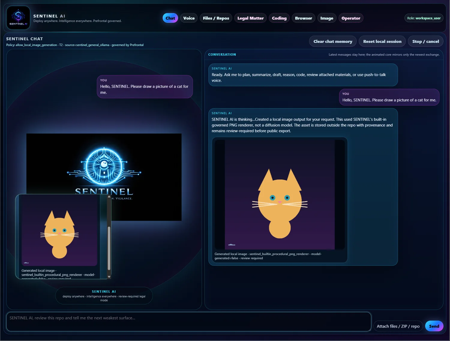 SENTINEL image generation proof screenshot